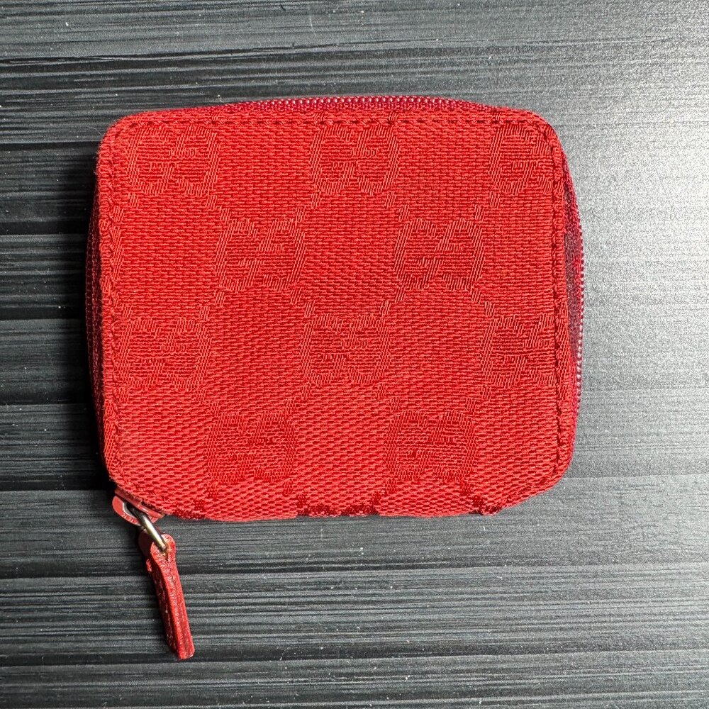 Gucci GG Canvas Red Coin Pouch